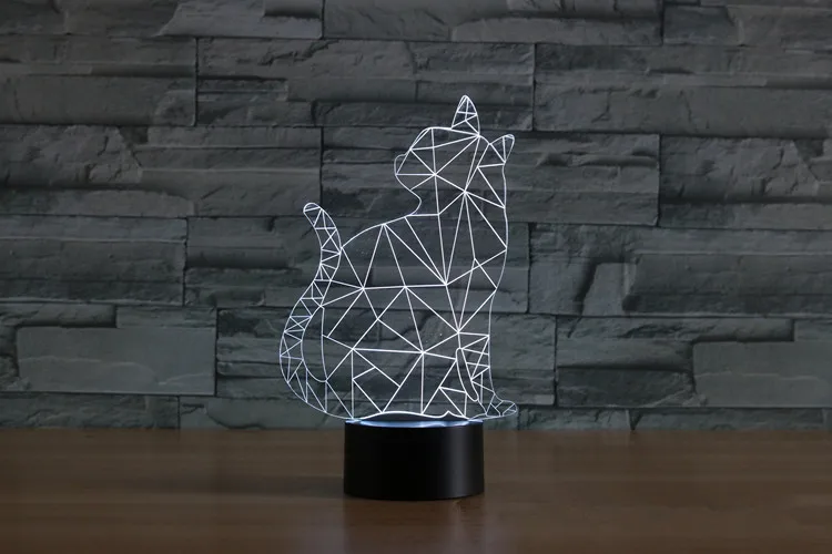 cat 3D лампа ночник семь цветов Животные Многоцветный RGB лампа Рождественский Декор Детские Подарочные игрушки сенсорный пульт дистанционного управления настольная лампа - Испускаемый цвет: cat