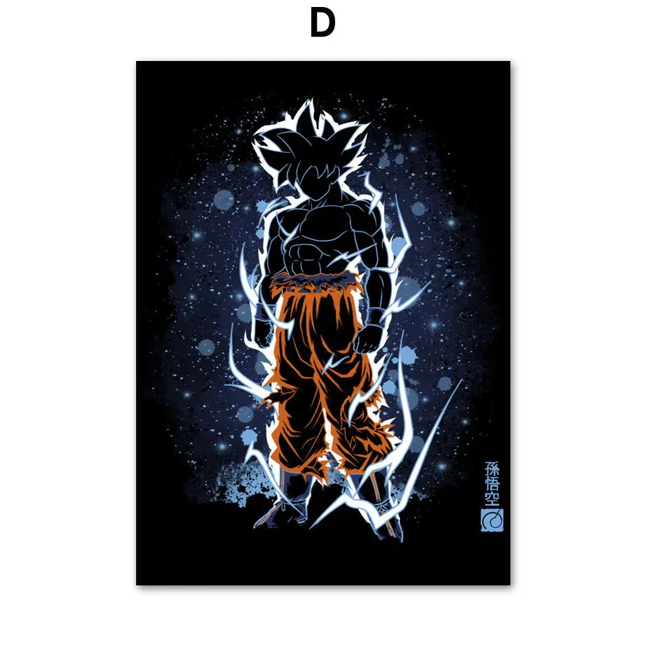 Dragon Ball Super One Punch Man one piece Attack On Titan аниме постеры и принты, настенная живопись на холсте, домашний декор - Цвет: D