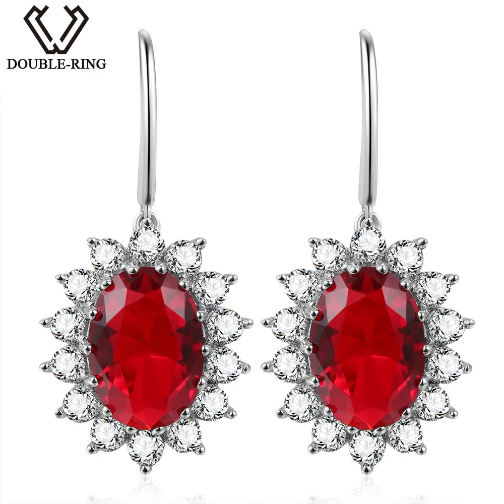 Серьги-подвески женские из серебра 925 пробы с красным Рубином | Украшения и