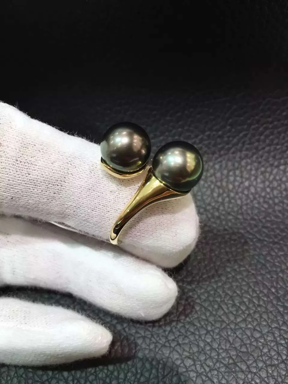 Ювелирные изделия из натурального таитянского жемчуга кольцо с двойным жемчугом