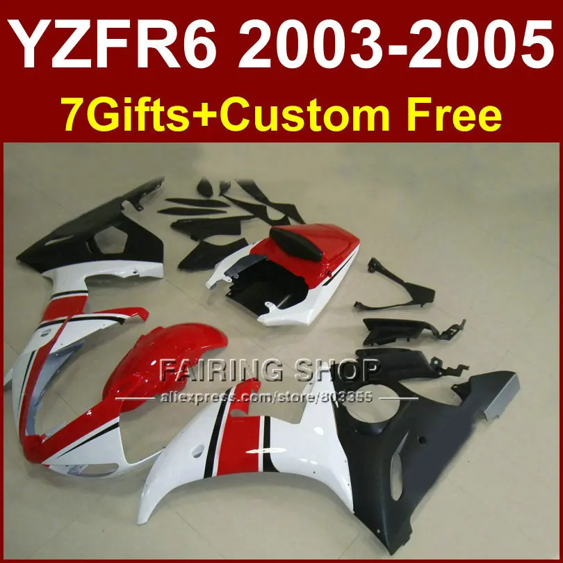 R6 Кузов для YAMAHA обтекатель комплект 03 04 05 Обтекатели YZF 2003 2004 2005 Красный Белый