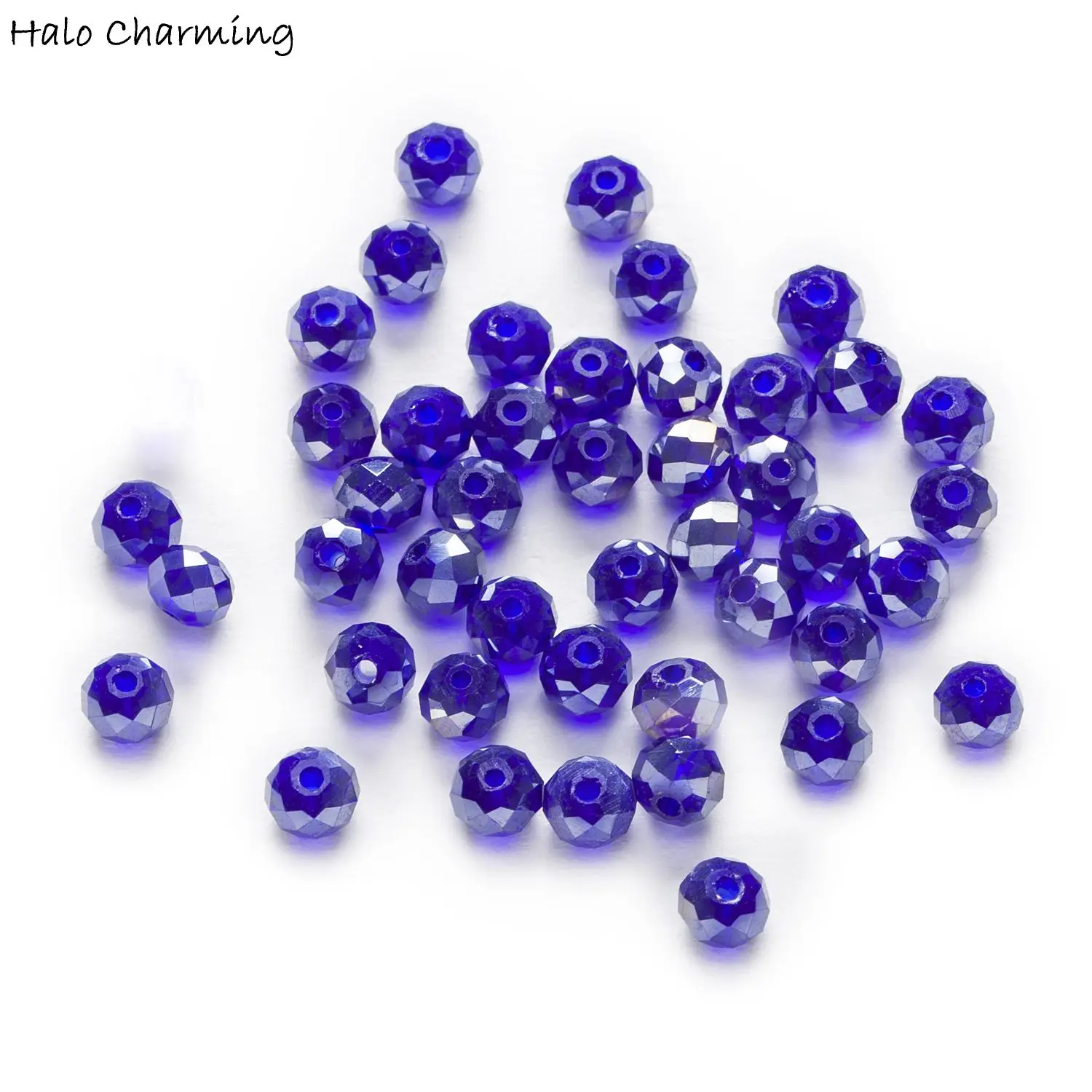 Бусины кварцевые граненые темно синие 4 8 мм 50 шт.|faceted beads|faceted rondelle beadsglass faceted beads |