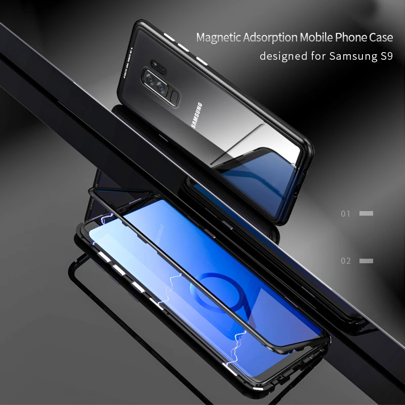 360 Магнитный Чехол для iPhone X XS Max XR 8 7 6s Plus с закаленным стеклом Магнитный Ковер Samsung Galaxy S8 S9 Note 9 S7 Edge on.