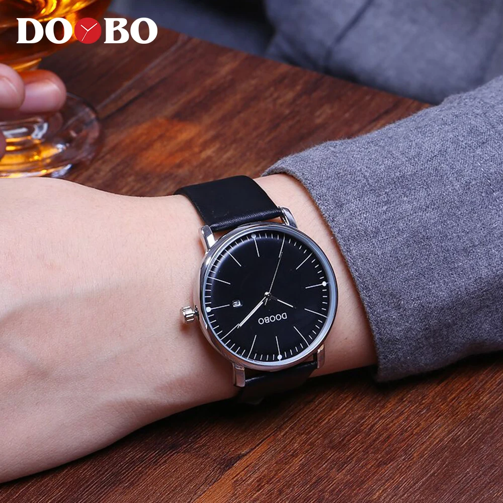 Кварцевые часы повседневные наручные бизнес DOOBO лучший бренд класса люкс кожа