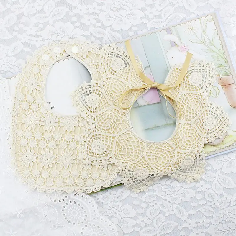 

Baby Newborn Bib Floral Lace Saliva Towel Portable Feeding Bibs Soft Multi-layer Blend Cotton baby bibs