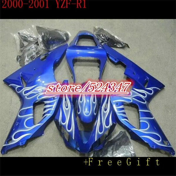 

Nn-2015 Motorcycle Fairing kit for YZFR1 00 01 YZF R1 2000 2001 YZF1000 Gloss black blue Fairings bodywork for Yamaha