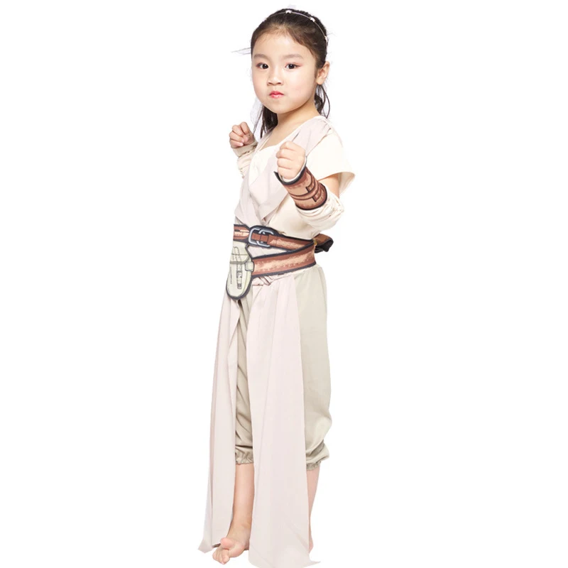 Star Wars The Force Awakens Rey костюм для девочек классический фильм роль Косплэй Детский на