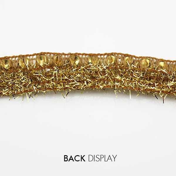 Вышитая бисером блестящая золотая фабричная кружевная лента ПРИШИТАЯ