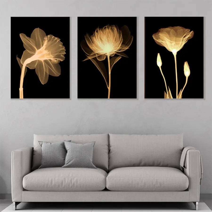Yellow Fluorescent Flower HD Print Canvas Paintings Wall Artwork Prints Picture Home Decor for Living Room | Дом и сад