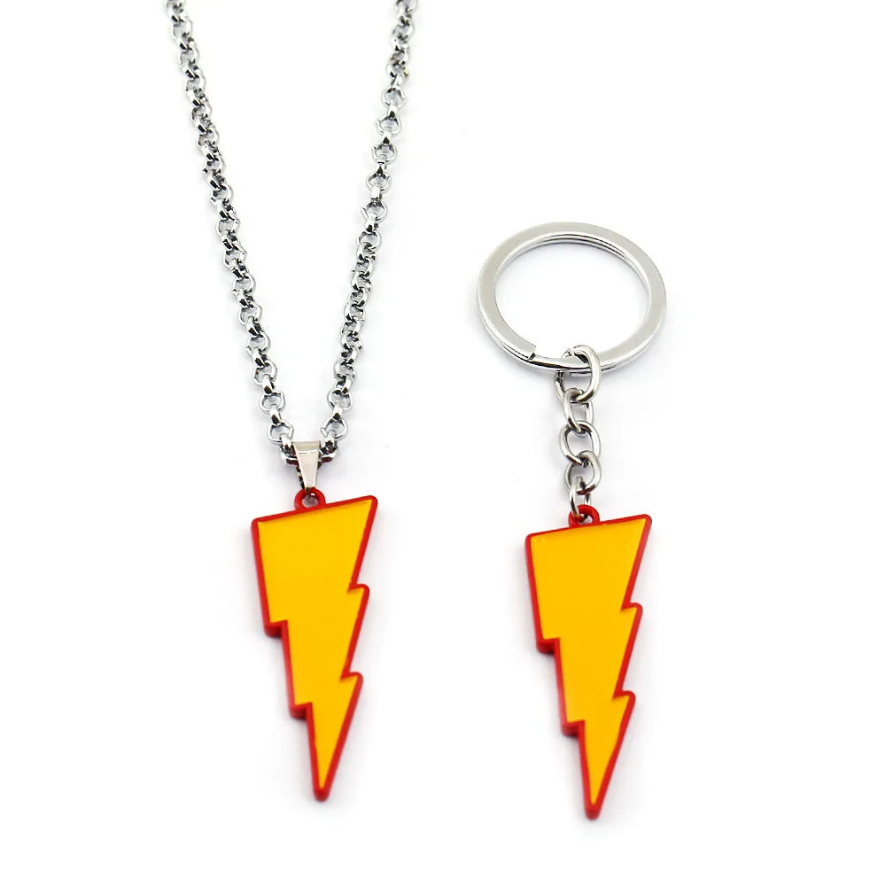 

llaveros Movie Shazam Keychain Men Metal Lightning Logo Pendant Key Chain Enamel Key Ring Women Car Jewelry New porte clef homme