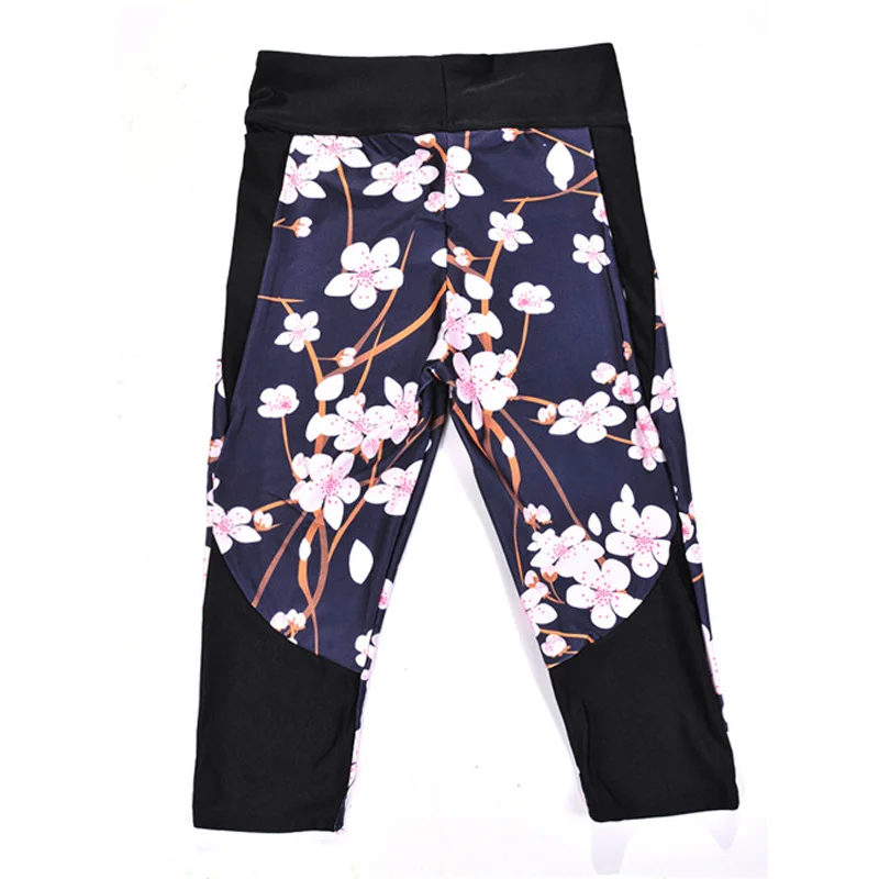 WF425 summer pop women sportswear trousers peach blossom printing female girls sexy hip gym fitness running pants workout | Спорт и