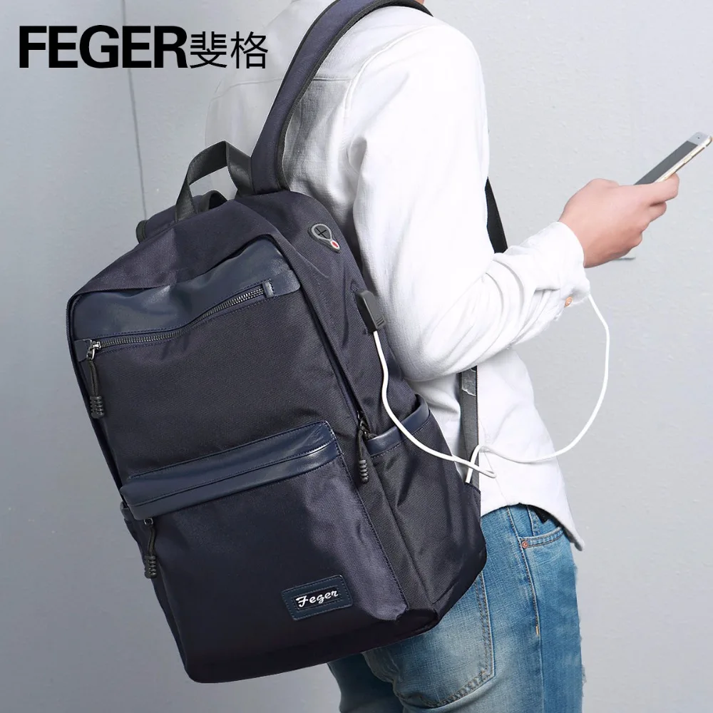 FEGER мужской рюкзак модные школьные сумки для ноутбука мальчика usb зарядка
