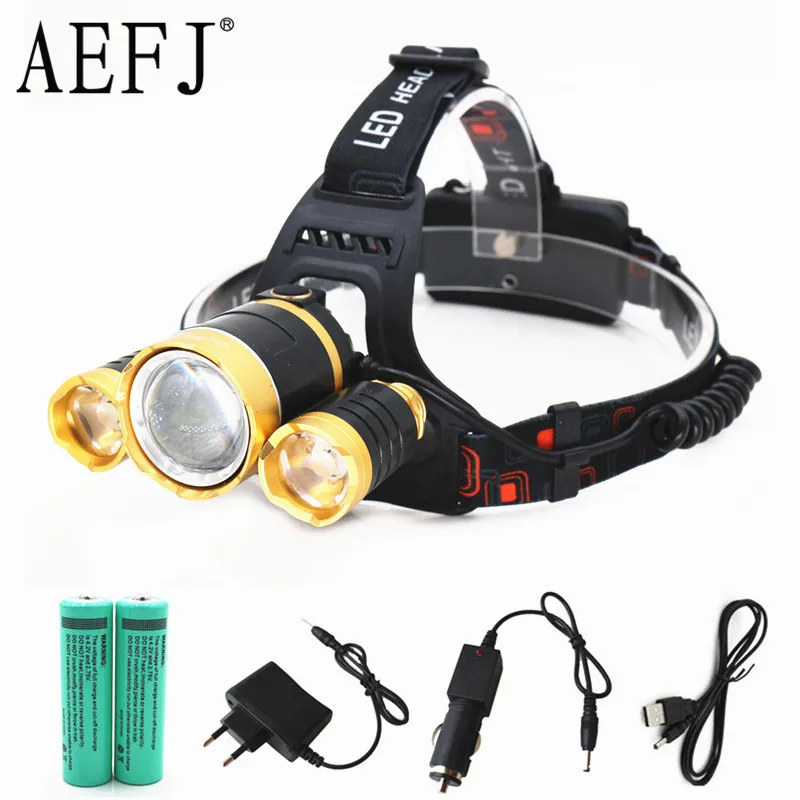 12000lm LED 3 * T6 Зум Водонепроницаемый фары фара Масштабируемые головной лампы