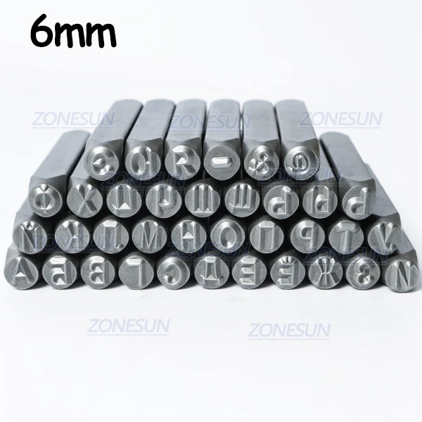 6mm ZONESUN 36 шт./набор, ювелирное изделие из металла марки Алфавит Набор русские A-Z кожа удар Штамповка Сталь металлический кейс для инструментов для рукоделия 6/8 мм - Цвет: 6mm
