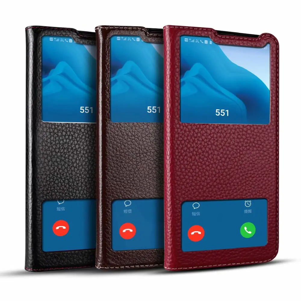 Роскошный чехол из натуральной кожи с откидной крышкой для huawei honor V20 V10 10 9 окошком