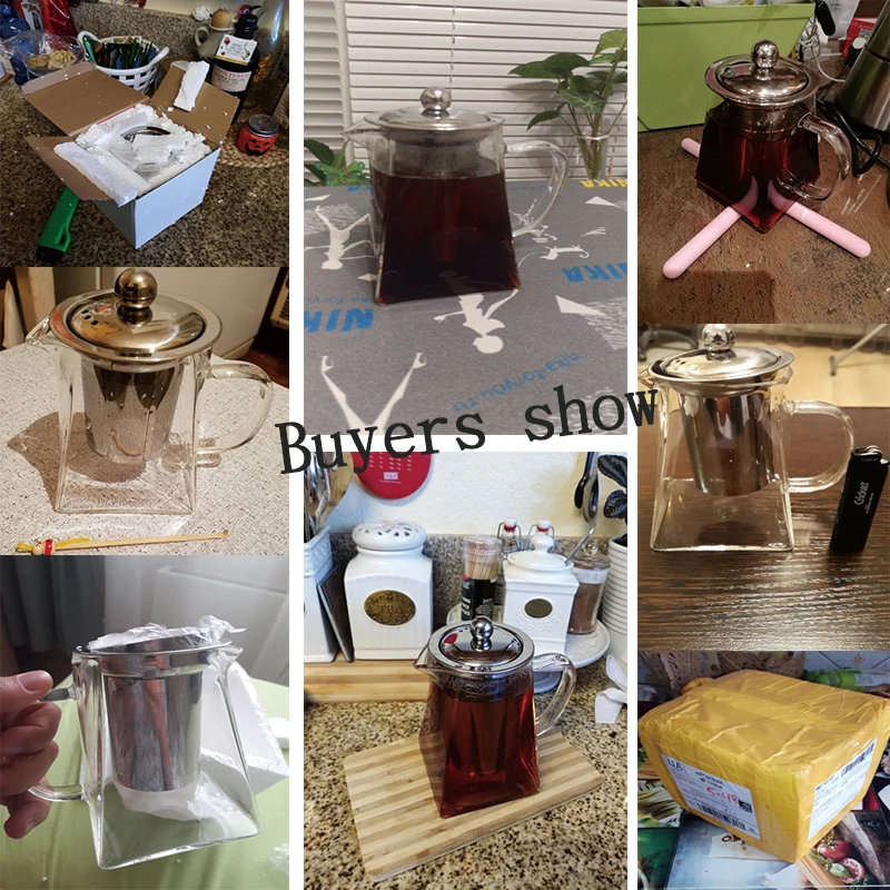 Маленький стеклянный чайник с инфузером из нержавеющей стали Oolong черный