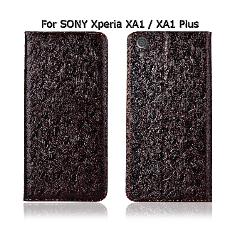 Чехол с текстурой страуса для SONY Xperia XA1 XA2 XA3 Ultra Plus, чехол с откидной крышкой, подставкой, отделениями для карт, чехол для телефона из натуральной кожи