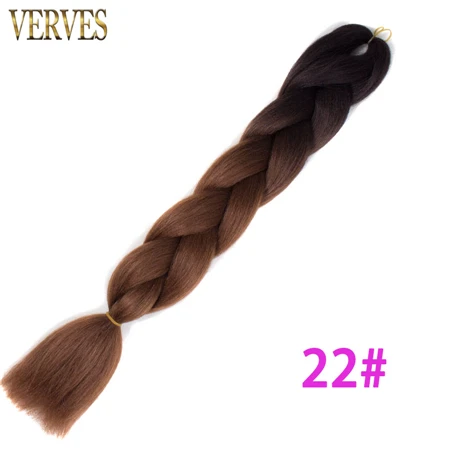 #22 VERVES Омбре плетение волос 1 шт. 24 дюйма Синтетические прямые 100 г/шт. волосы для наращивания из теплового волокна розовый, синий, вязанные косички - Цвет: #22