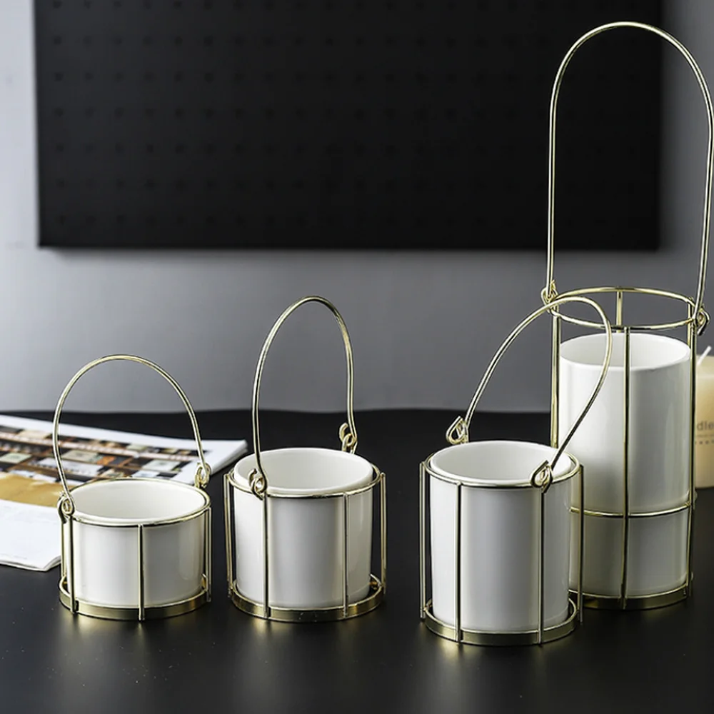 Скандинавский Настольный Минимализм стиль ваза Золотая железная керамика