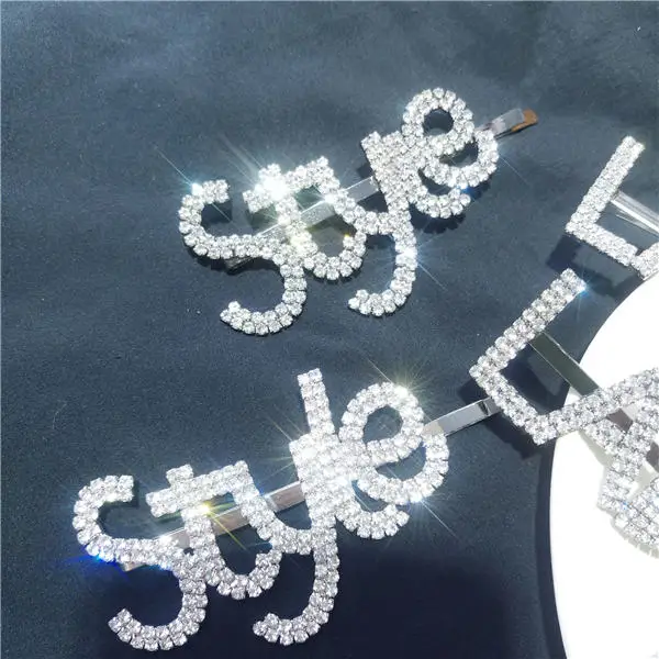 HZ корейский горный хрусталь письмо Преувеличение сплав заколка для волос Bling Hairgrip заколка шпилька аксессуары для волос для женщин вечерние - Цвет: 5