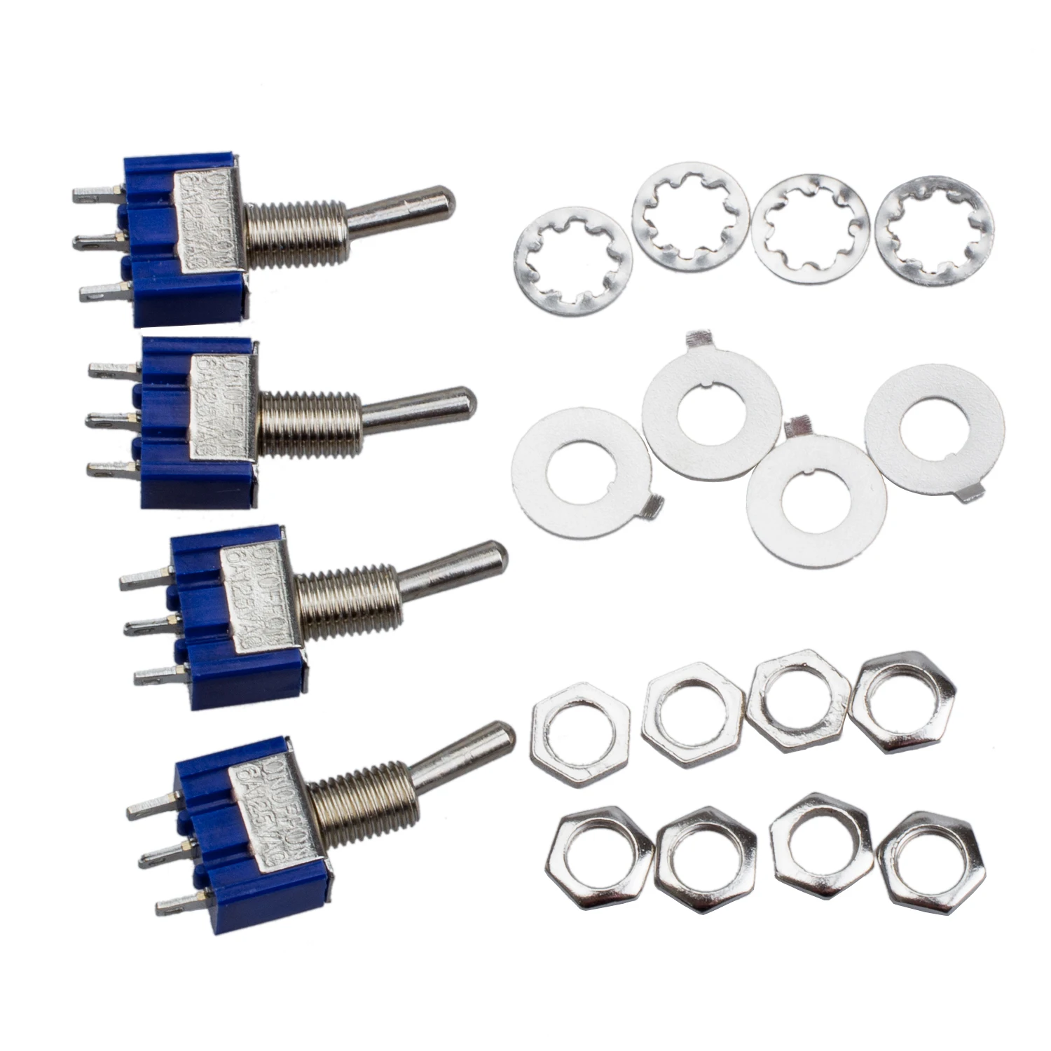 4 шт. AC 125V 6A 3 Pin SPDT вкл./ВЫКЛ./ВКЛ. положения Мини тумблер синий | Обустройство дома