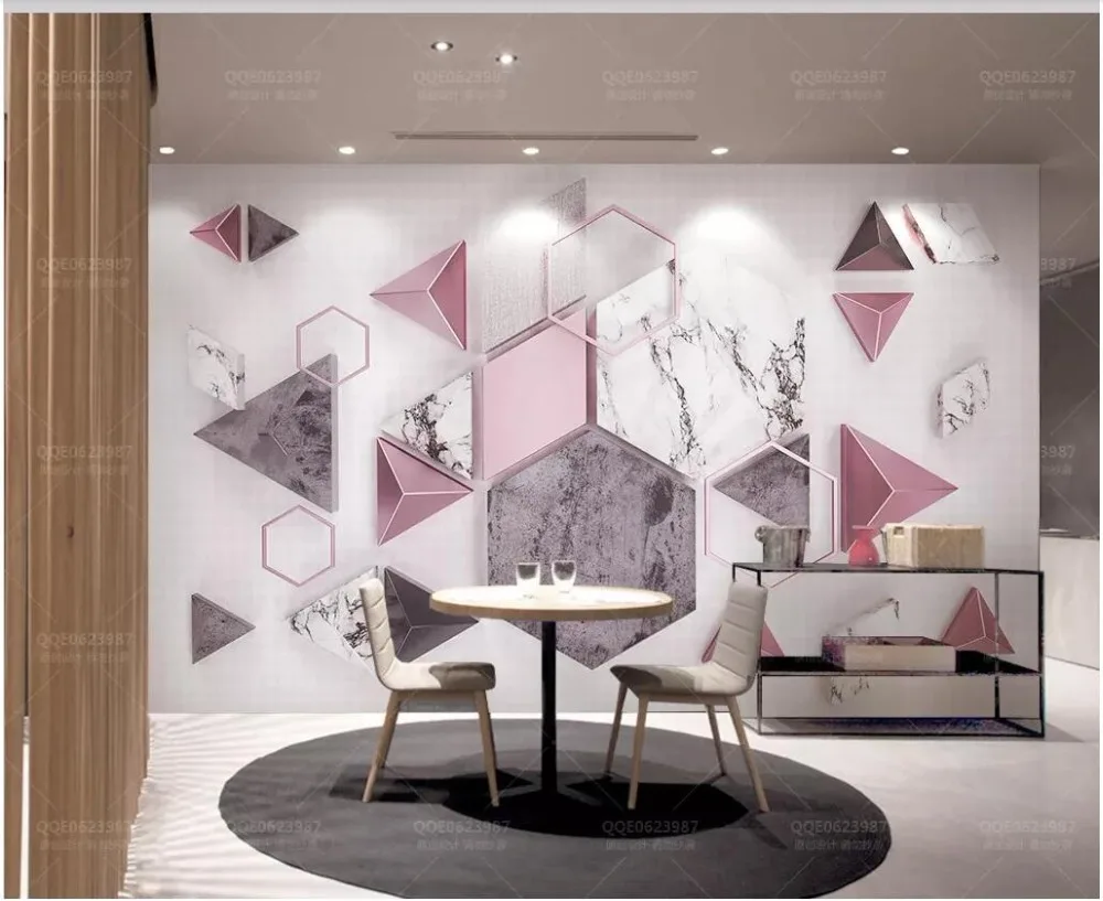 3d фото обои на заказ росписи геометрические полигональные Мраморные текстуры