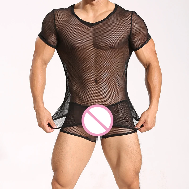 Комплект из топа и боксеров прозрачные сетчатые рубашки нижнее белье