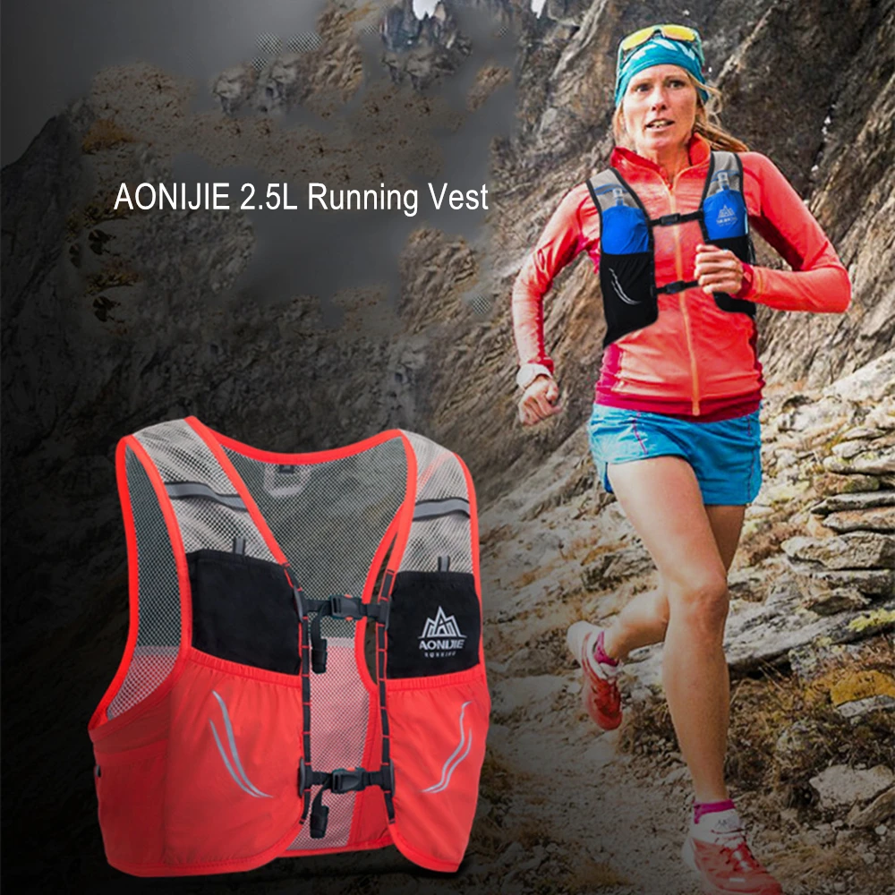 AONIJIE 2.5L Trail Бег Жилет рюкзак легкий дышащий Велоспорт марафон Сверхлегкий пеший Туризм Спортивная сумка 500 мл мягкие колбы лабораторные