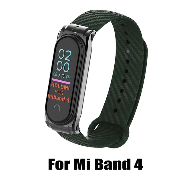 Mi 4 olive green Hangrui ремешок из углеродного волокна для mi band 4 аксессуары для смарт-браслета Замена спортивных часов для xiaomi mi band 3 для женщин и мужчин - Цвет: Mi 4 olive green