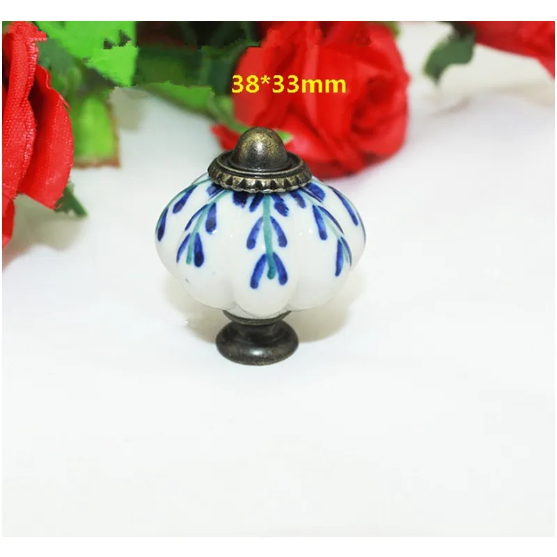 

Bulk Vintage Pumpkin Cabinet Knobs European Furniture Handles Ceramic Door Knob Cabinet Drawer Cupboard Kitchen Pull Knob,20Pcs