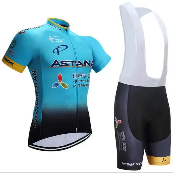 Bib Shorts suit Астана Pro Team Велоспорт Джерси Майо Одежда для велоспорта Мужская горная форма костюм набор - Цвет: Bib Shorts suit
