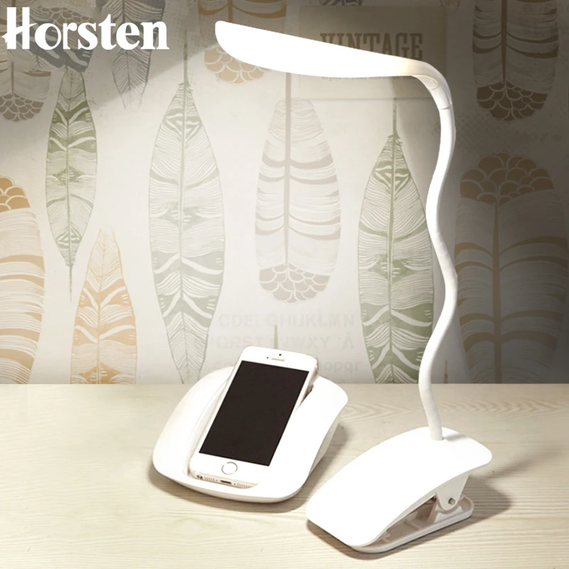 Horsten Модный USB Перезаряжаемый сенсорный датчик светодиодный настольный светильник с зажимом Регулируемый светильник с регулируемой яркостью Студенческая лампа для чтения