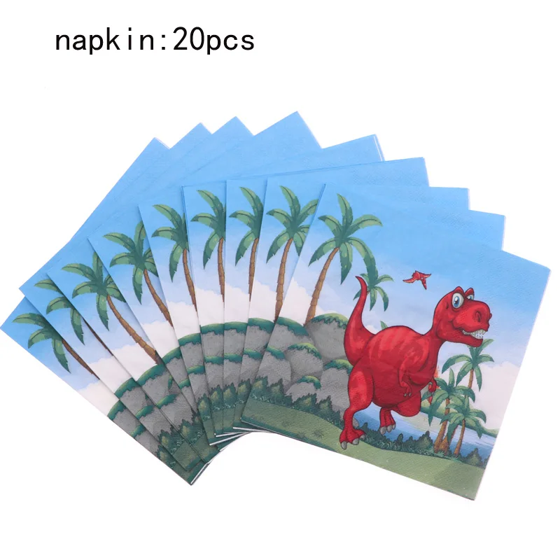 napkins 20pcs Рождество милый динозавр свадебные декоративные тарелки чашки аксессуары для салфеток посуда детский душ день рождения для детей - Цвет: napkins 20pcs