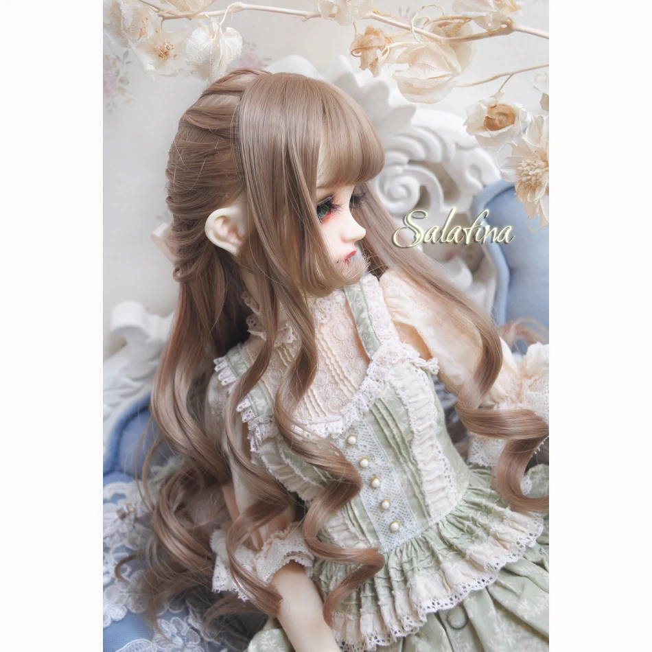Allaosify 1/3 1/4 1/6 Bjd Doll Wig High Temperature Silk Brownish Black Long Curly Hair Free Shipping Synthetic | Игрушки и хобби