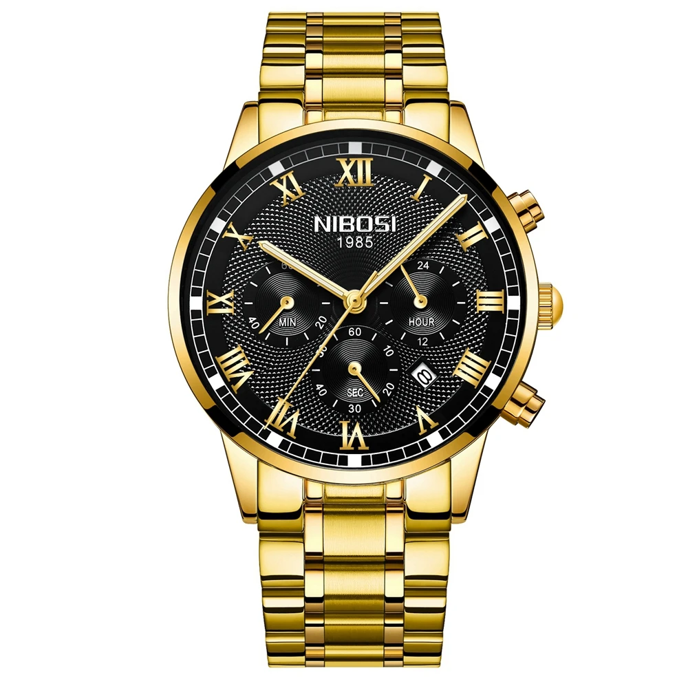 NIBOSI ультра тонкие золотые черные часы мужские Montre s часы лучший бренд класса люкс кварцевые часы Relogio Masculino бизнес наручные часы