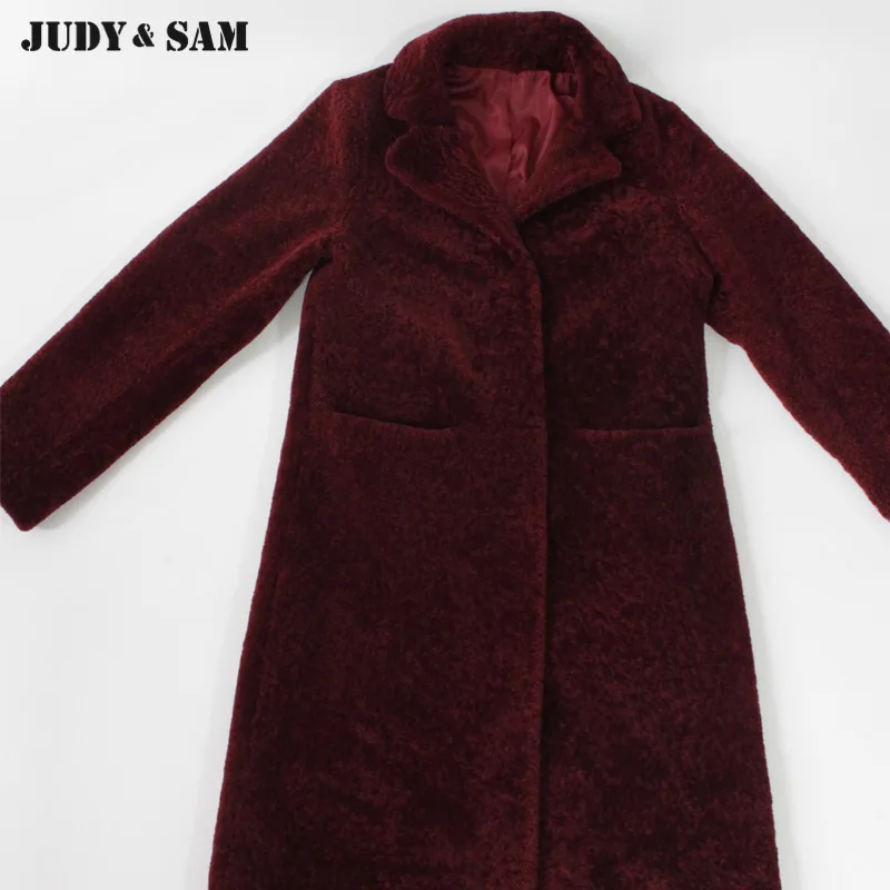 Стрижка овец шуба Для женщин верхняя одежда меховой моды теплый толстый длинный