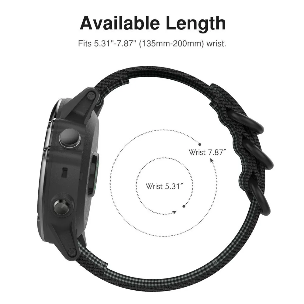 Качество черный серый нейлон ткали часы ремешок для Garmin Fenix 3/3HR замена браслет