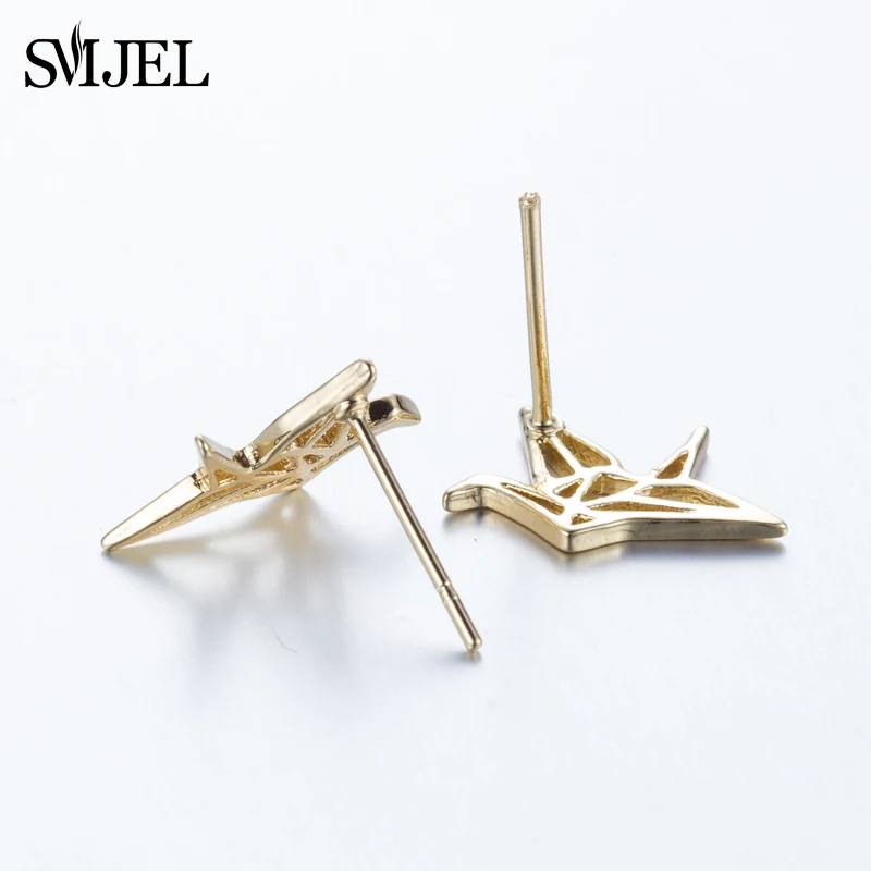 Женские серьги пусеты SMJEL элегантные в виде птиц и животных|origami crane earrings|animal stud