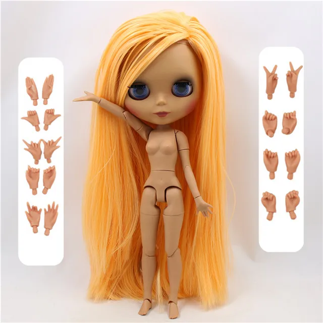 doll with hand AB Заводская кукла blyth 1/6 bjd шарнирное тело темная кожа матовое лицо, волосы манго, голая кукла 30 см BL0559 - Цвет: doll with hand AB