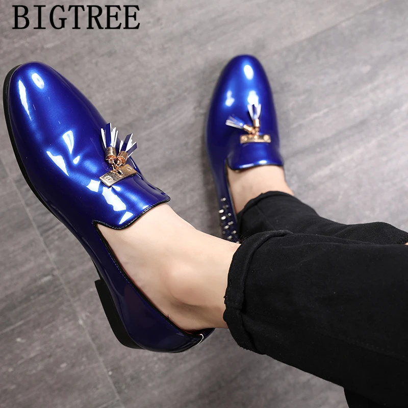 Лаковая кожа с заклепками обувь для вечеринок Для мужчин классический кисточкой