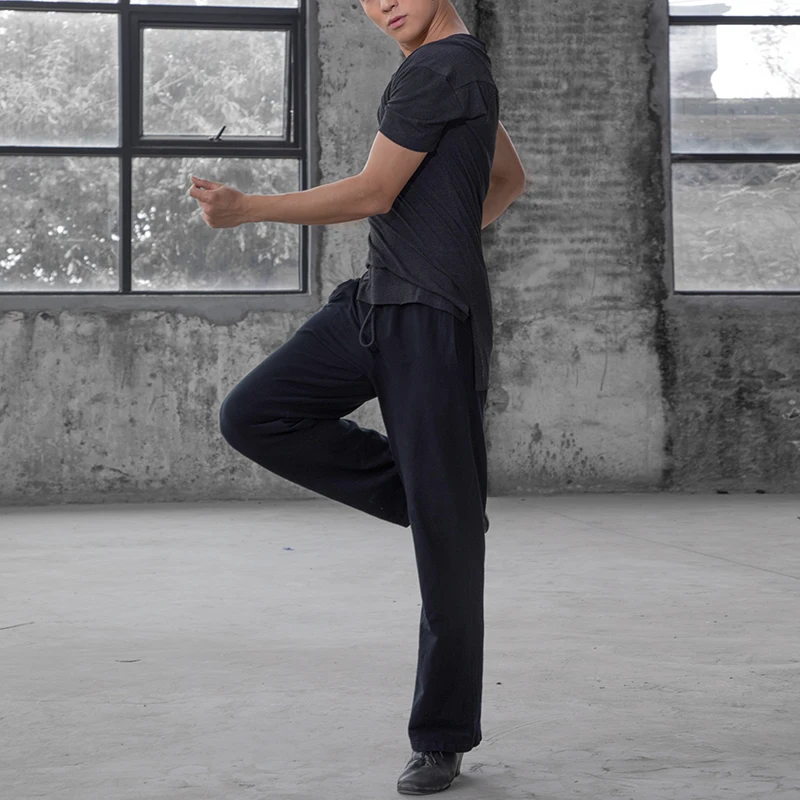 

Men'S Latin Dance Pants Adult Bandage Wide Leg Pants Dancing Trousers Modern Ballroom Cha Cha Dance Practice Clothes DWY1502