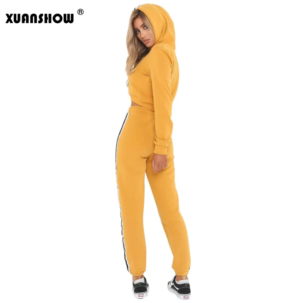 Женский спортивный костюм XUANSHOW комплект из двух предметов: Короткая Толстовка с
