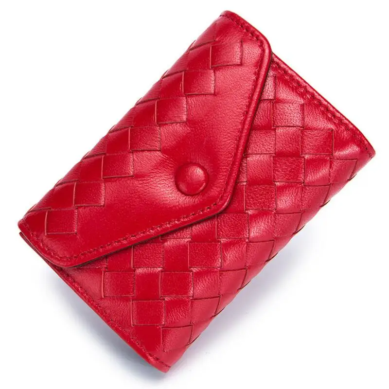 DACL-8820 Red CHSANATO бренд класса люкс Вязание кредитный держатель для карт для мужчин и женщин вязание мягкая овечья кожа модные карты бумажник унисекс - Цвет: DACL-8820 Red