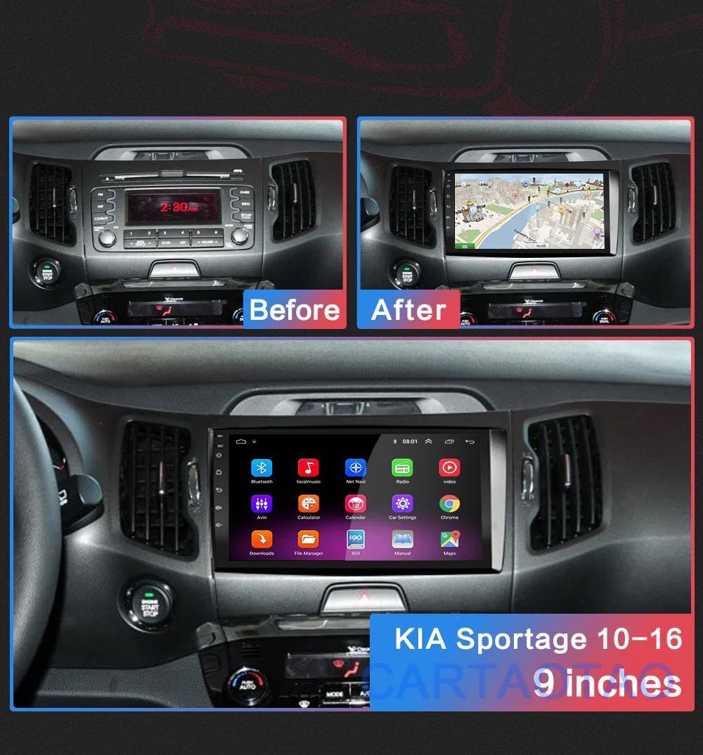 2G+ 32G " 2din Android 8,1 GO автомобильный dvd-плеер для KIA Sportage 3 4 2010 2011 2012 2013- автомобильный Радио gps навигация wifi плеер