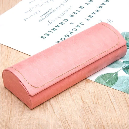 pink Кожаный Чехол для очков для мужчин, Водонепроницаемый Жесткий Чехол для очков, Женский футляр для очков для чтения, разноцветный Чехол для очков s - Цвет: pink