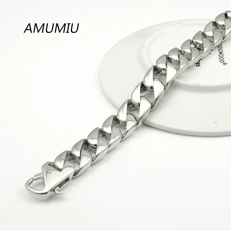AMUMIU модный браслет из нержавеющей стали в стиле панк Рок крутой мини овальный
