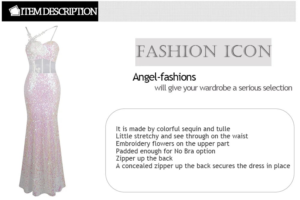 Angel-Fashion, женские платья на тонких бретелях с вышивкой, прозрачные платья с блестками, платья для выпускного вечера 319 438