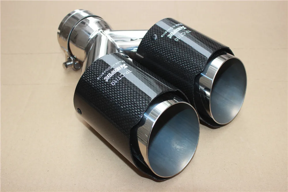 1 шт. Универсальный двойной выхлопной наконечник AKRAPOVIC Глянцевая выхлопная труба из углеродного волокна для хвоста quad AK глушитель наконечник