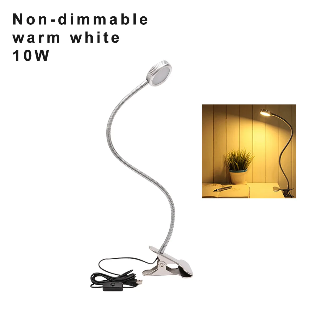 DC5V светодиодный Настольный светильник 10 Вт с регулируемой яркостью USB настольная лампа для чтения книг Lgiht портативные гибкие прикроватные лампы для спальни с переключателем - Цвет корпуса: Non-Dimmable Warm