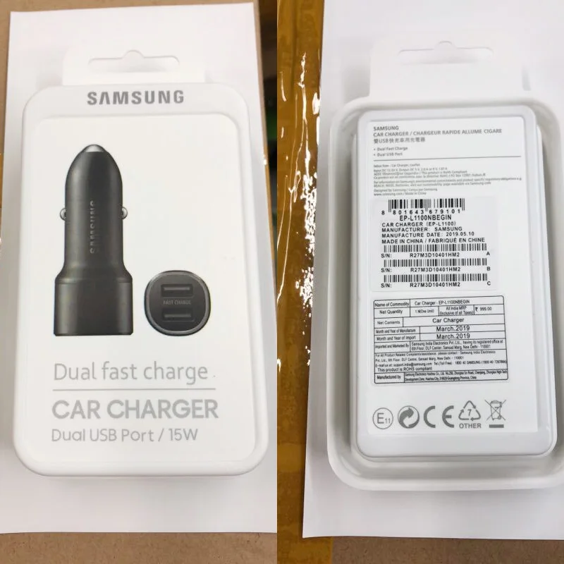 Оригинальное автомобильное зарядное устройство с двумя портами USB Smart Snel Opladen для